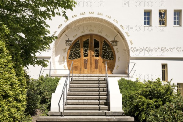 Entrance, Great House Glückert by Joseph Maria Olbrich, Mathildenhöhe, UNESCO World Heritage Site, Darmstadt, Hesse, Germany