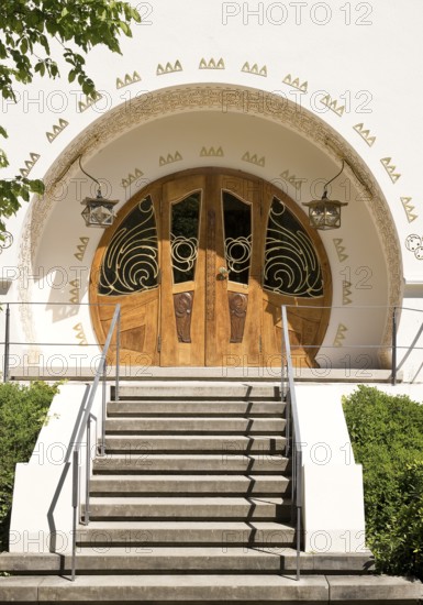 Entrance, Great House Glückert by Joseph Maria Olbrich, Mathildenhöhe, UNESCO World Heritage Site, Darmstadt, Hesse, Germany