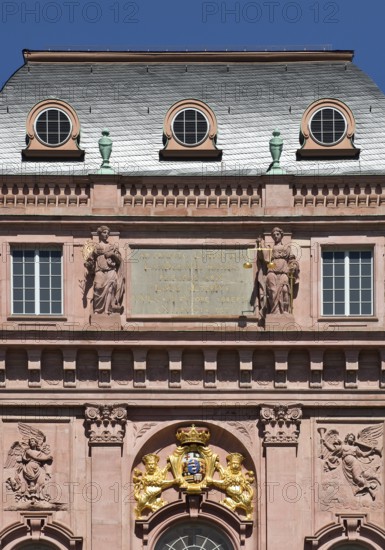 Darmstadt Residential Palace, main portal of the new building by Louis Rémy de la Fosse, Darmstadt, Hesse, Germany