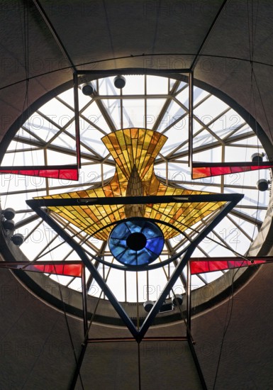 View of the dome apex with Trinity window by Rudolf Hoflehner, Ludwigskirche, St Ludwig, Darmstadt, Hesse, Germany