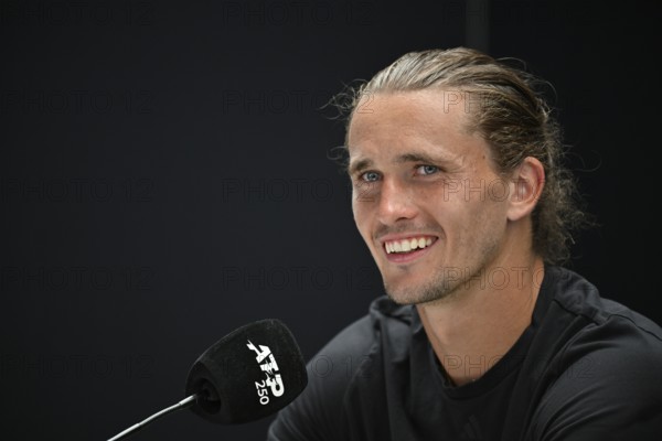 Press conference, PK, portrait, Alexander Zverev GER, smiles, tennis, ATP 250, BOSS Open 2025, Stuttgart, Baden-Württemberg, Germany