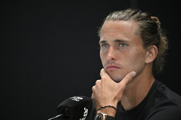 Press conference, PK, portrait, Alexander Zverev GER, thoughtful, gesture, gesture, tennis, ATP 250, BOSS Open 2025, Stuttgart, Baden-Württemberg, Germany