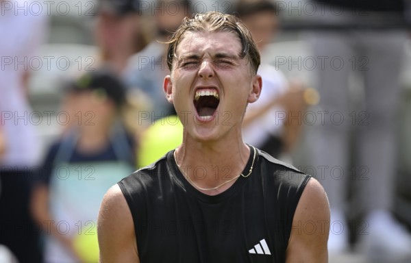 Justin Engel GER Cheering Emotion Gesture Gesture after match win, Tennis, ATP 250, BOSS Open 2025, Stuttgart, Baden-Württemberg, Germany