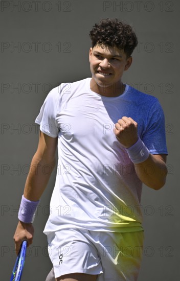 Ben Shelton USA Cheering Emotion Gesture Gesture Tennis, ATP 250, BOSS Open 2025, Stuttgart, Baden-Württemberg, Germany