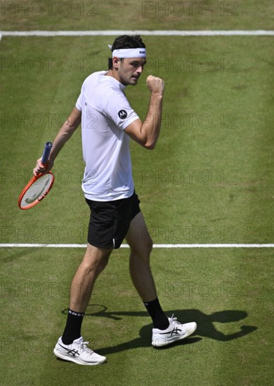 Taylor Fritz USA Cheering Emotion Gesture Gesture Tennis, ATP 250, BOSS Open 2025, Stuttgart, Baden-Württemberg, Germany