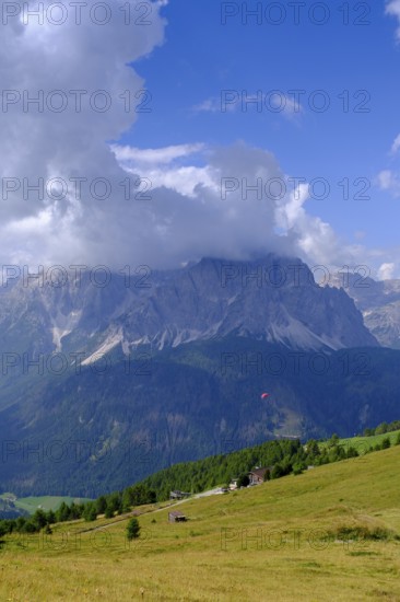 On the Helm, view of the Sesto sundial, Sesto, Dolomites, Val Pusteria, South Tyrol, Italy
