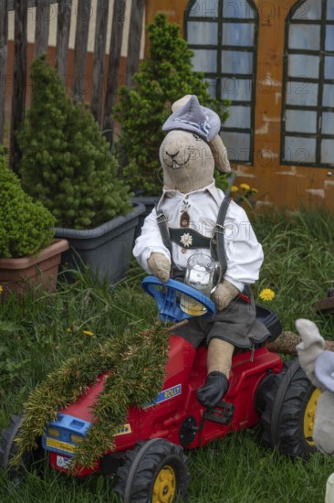 Easter bunny made by kindergarten children, Leinburg, Middle Franconia, Bavaria, Germany