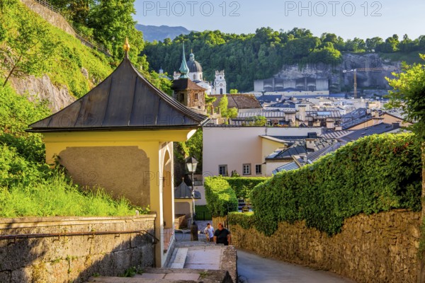 Stairway to the Kapuzinerberg, Salzburg, Salzachtal, Land Salzburg, Austria