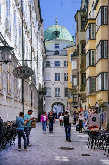 Hofgasse in the historic city centre with the Hofburg Imperial Palace, Innsbruck, Inntal, Tyrolean Alps, Tyrol, Austria