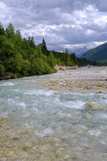River Boite, near Cortina d'Ampezzo, Dolomites, Trentino, Italy