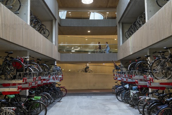 Central bicycle car park at Stationsplein, the largest bicycle car park in the world with over 13, 000 parking spaces on 3 floors, directly below the central station, Utrecht Centraal, Netherlands