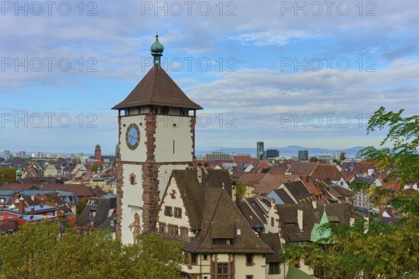 Schwabentor and historic old town, Freiburg im Breisgau, Black Forest, Baden-Württemberg, Germany