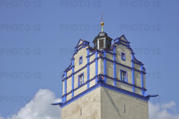Blue Tower, Spire, Detail, Clouds, Castle, Bernburg, Saxony-Anhalt, Germany