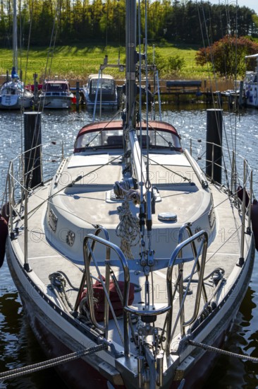 Jetty and landscape at Lake Neuensien in Seedorf, Rügen, Mecklenburg-Western Pomerania, Germany