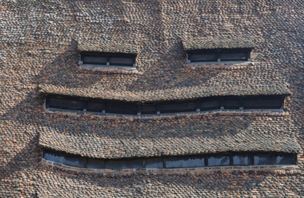A shingle roof with windows, salt house, Wissembourg, Alsace, France