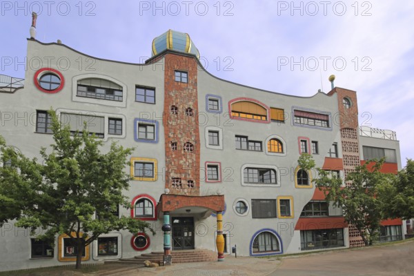 Luther-Melanchthon-Gymnasium, Hundertwasser School, Hundertwasser House, Luther city Wittenberg, Fläming, Saxony-Anhalt, Germany