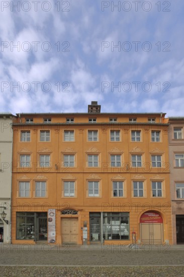 Historic Cranach-Hof, Cranachhof, Cranach-Höfe, market square, Luther city Wittenberg, Fläming, Saxony-Anhalt, Germany