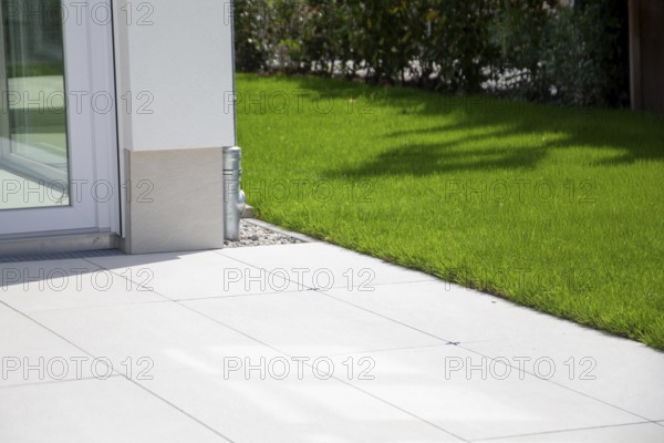 Beautiful stone terrace on a new detached house