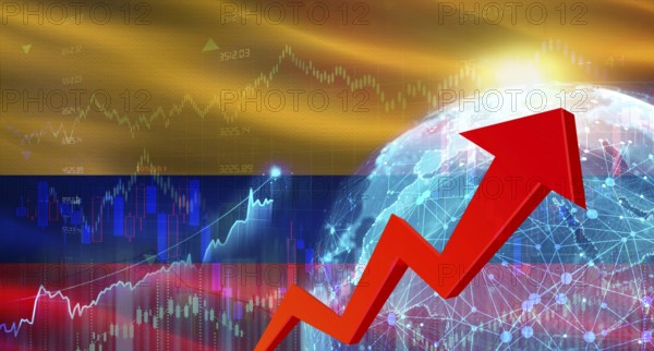 Global financial growth with Colombia flag. Financial growth with Colombia flag on economic background