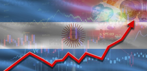 Argentina financial growth on market graph. Argentina economic growth on financial graph