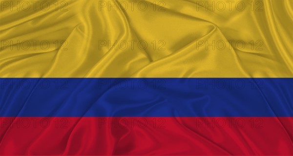 Flag of Colombia with cloth texture. Close up of Colombia flag waving