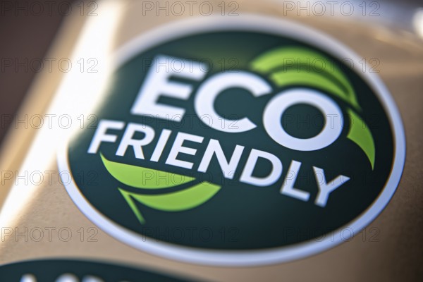 Eco friendly label on food packaging. A symbol of sustainability, conscious consumerism, and environmental awareness. Generative ai, AI generated