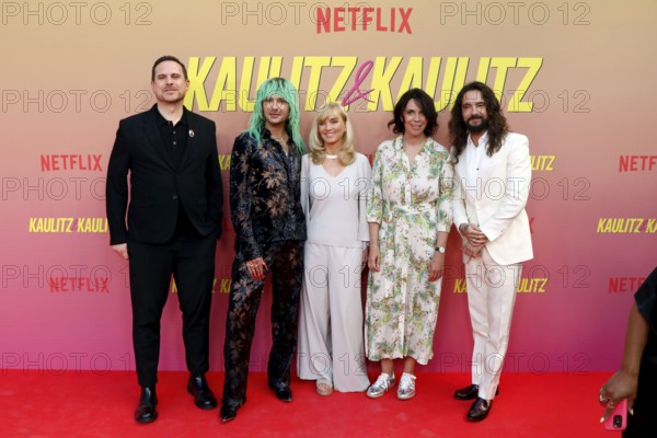 Christoph Weigl, Bill Kaulitz, Katja Hofem, Wiebke Schodder and Tom Kaulitz at the special screening of Kaulitz & Kaulitz S2 at the Delphi Filmpalast in Berlin on 12 June 2025