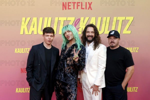 Georg Listing, Bill Kauliutz, Tom Kaulitz and Gustav shepherd (Tokio Hotel) at the special screening of Kaulitz & Kaulitz S2 at the Delphi Filmpalast in Berlin on 12 June 2025