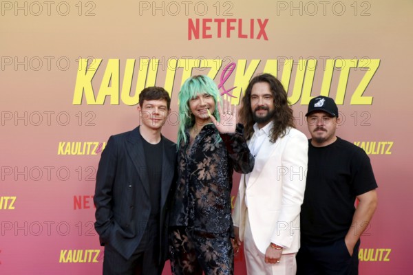 Georg Listing, Bill Kauliutz, Tom Kaulitz and Georg shepherd (Tokio Hotel) at the special screening of Kaulitz & Kaulitz S2 at the Delphi Filmpalast in Berlin on 12 June 2025