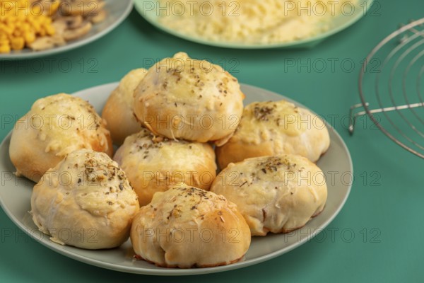 Freshly baked pizza, balls presented on a plate