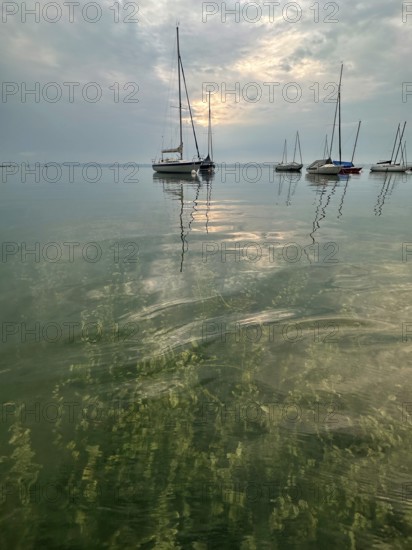 Evening atmosphere, sailing boats on Lake Starnberg, Bavaria, Germany