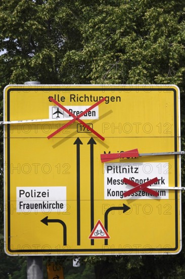 Closure due to partially collapsed Carola Bridge Dresden, Saxony, Germany