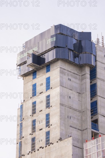Partially finished high-rise building under construction with modern architectural design, London, United Kingdom, World