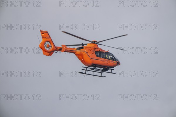 Rescue helicopter, air rescue from the Federal Ministry of the Interior, BMI, Christoph 3, stationed at Cologne/Bonn airport, CGN, takes off for an emergency operation, type Eurocopter EC-135 T2i, North Rhine-Westphalia, Germany