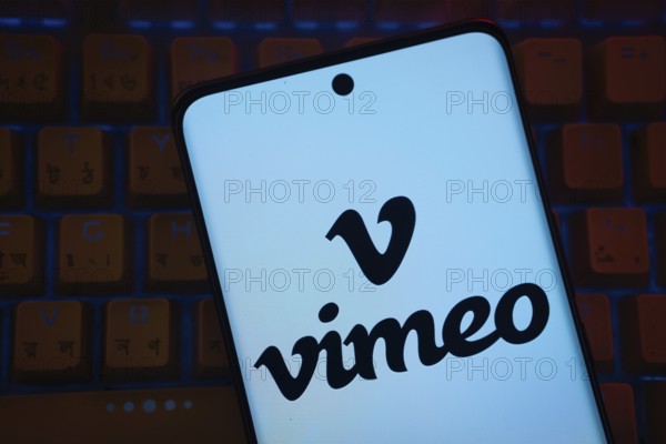 Dhaka, Bangladesh - 17 March 2025: The logo of the vimeo is displayed on a smartphone screen