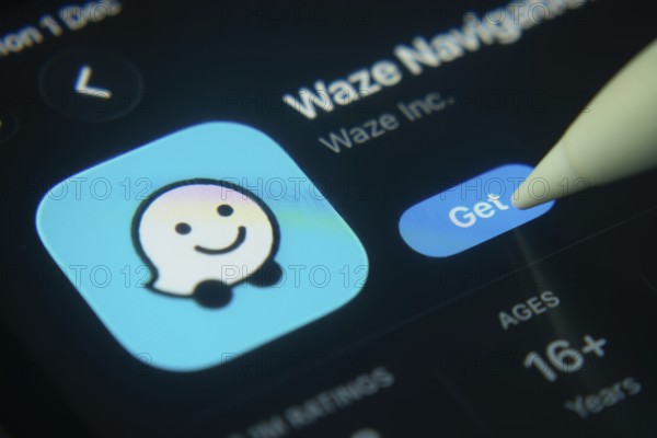 Dhaka, Bangladesh- 01 Dec 2025: A close-up of the Waze app icon in the App Store on an iPad screen