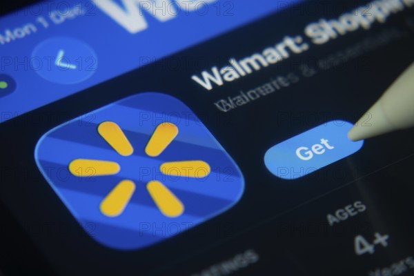 Dhaka, Bangladesh- 01 Dec 2025: A close-up of the Walmart app icon in the App Store on an iPad screen