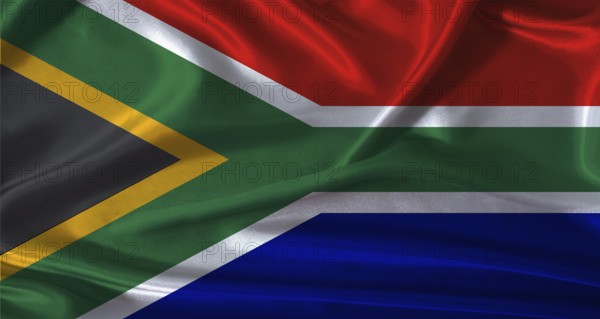 National flag of South Africa with cloth texture. South Africa flag with realistic texture background