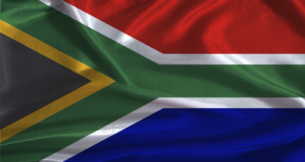 South Africa flag with cloth textured background. National flag of South Africa with realistic texture