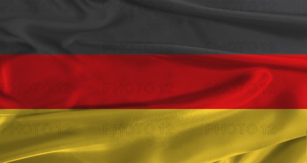 Flag of Germany with fabric textured background. Close up of National flag of Germany with realistic texture