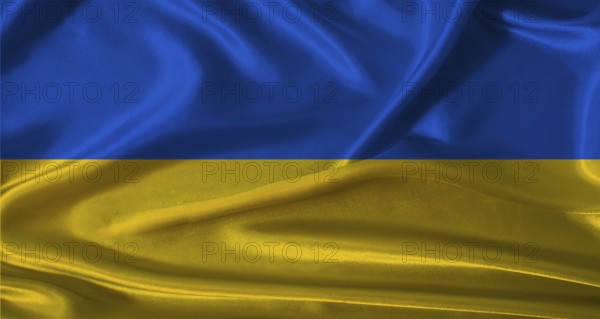 National flag of Ukraine with cloth texture. Ukraine flag with realistic texture background