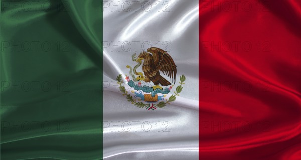 Mexico flag with cloth textured background. National flag of Mexico with realistic texture