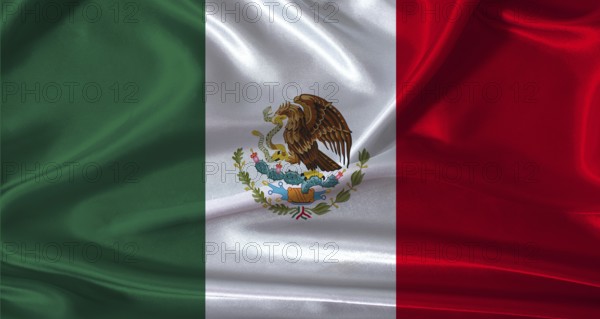 National flag of Mexico with cloth texture. Mexico flag with realistic texture background