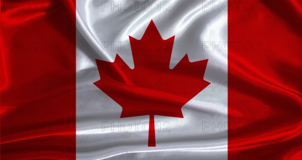 Canada flag with cloth textured background. National flag of Canada with realistic texture