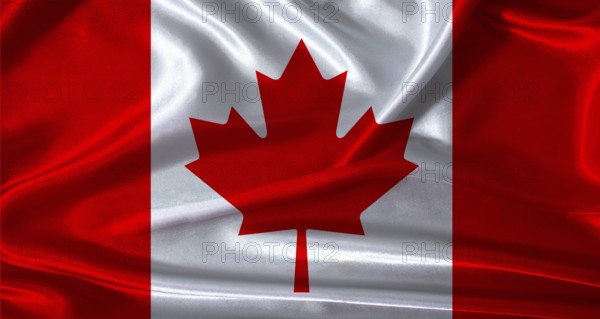 National flag of Canada with cloth texture. Canada flag with realistic texture background