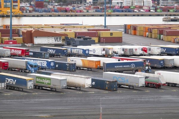Port facility, truck trailer, container loading, Helsinki, Finland