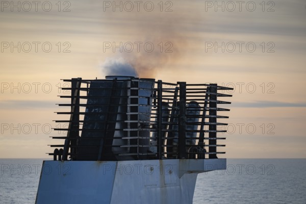 Finland ferry Helsinki to Travemünde, smoking chimney, Baltic Sea