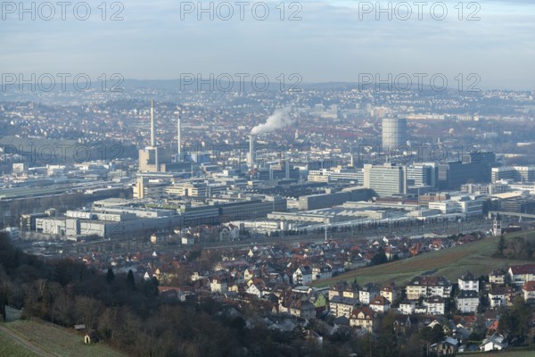 View of Daimler headquarters, Untertürkheim plant, Stuttgart, Baden-Württemberg, Germany