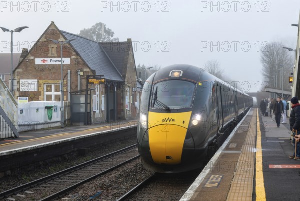 Great Western Railway GWR British Rail Class 800 Intercity Express Train locomotive, Pewsey railway station, Wiltshire, England, UK