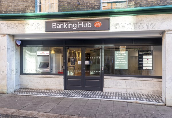 Newly opened banking hub service in the the Thoroughfare, Woodbridge, Suffolk, England, UK